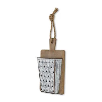 16" X 9" Gray and Brown Wood and Metal Kitchen Hanging Dimensional Sculpture