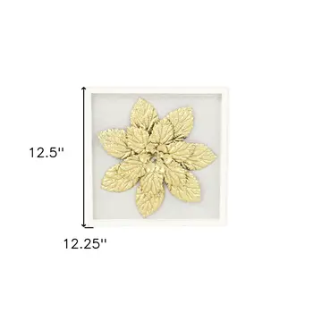 12" X 13" Gold Flower Wood and Metal Wall Decor