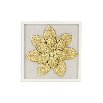 12" X 13" Gold Flower Wood and Metal Wall Decor