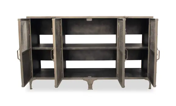 61" Gray Metal Enclosed Storage TV Stand