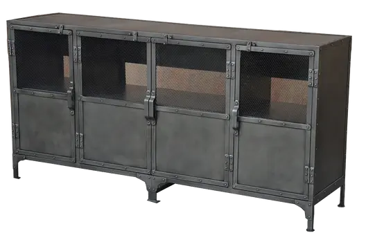 72" Dark Gray Metal Enclosed Storage TV Stand