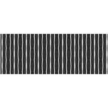 2' X 5' Black And White Modern Stripe Printed Vinyl Area Rug with UV Protection