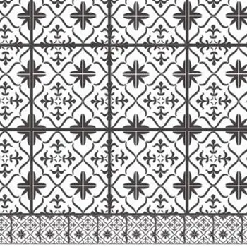 2' X 5' Dark Gray And White Tile Printed Vinyl Area Rug with UV Protection
