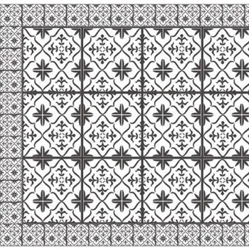 2' X 5' Dark Gray And White Tile Printed Vinyl Area Rug with UV Protection