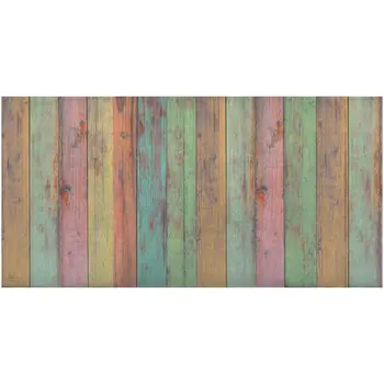 2' X 4' Distressed Aqua Green And Pink Printed Vinyl Area Rug With UV Protection
