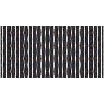 2' X 4' Black And White Modern Stripe Printed Vinyl Area Rug with UV Protection