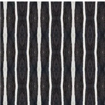 2' X 4' Black And White Modern Stripe Printed Vinyl Area Rug with UV Protection
