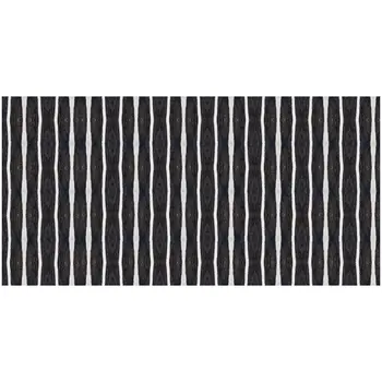 2' X 4' Black And White Modern Stripe Printed Vinyl Area Rug with UV Protection