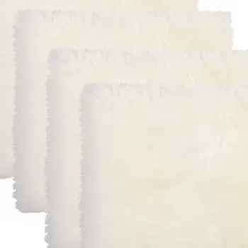 Set Of Four 17" X 17" Natural Wool Solid Color Chair Pads