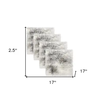 Set Of Four 17" X 17" Gradient Grey Wool Chair Pads