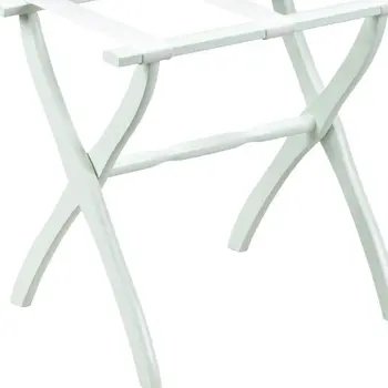 White Folding Luggage Rack With White Straps