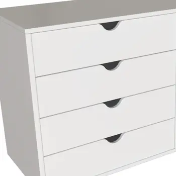 30" White Solid Wood Four Drawer Combo Dresser