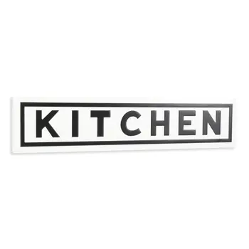 8" X 37" White and Black Kitchen Metal Wall Decor