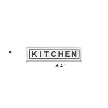 8" X 37" White and Black Kitchen Metal Wall Decor