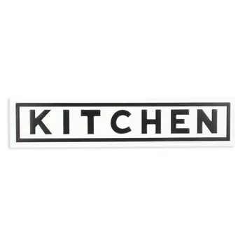 8" X 37" White and Black Kitchen Metal Wall Decor