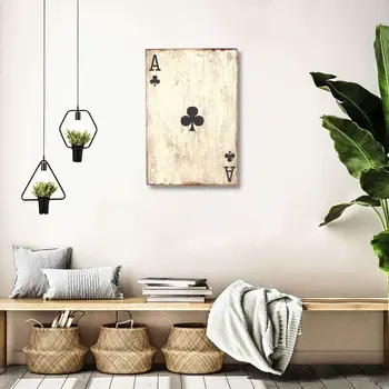 24" X 15" Off White Ace of Clubs Wood Wall Decor