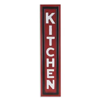 37" X 8" Red and White Kitchen Metal Wall Decor
