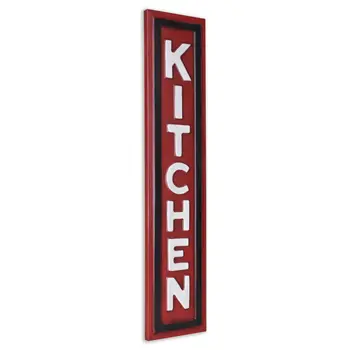 37" X 8" Red and White Kitchen Metal Wall Decor