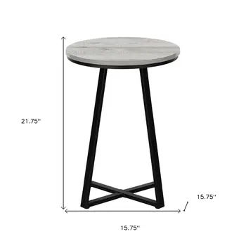 22" Black And Gray Round End Table