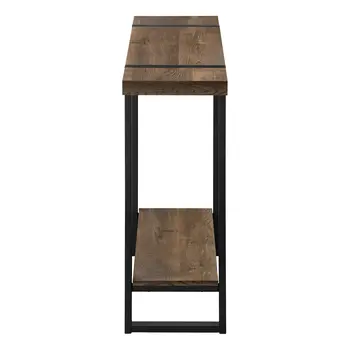 47" Brown and Black Wood and Metal Distressed Sled Console Table With Shelf