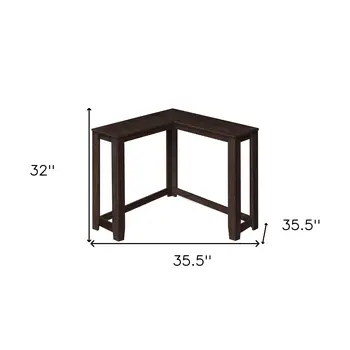 36" Espresso Solid Wood Distressed Corner Console Table