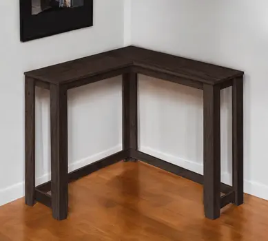 36" Espresso Solid Wood Distressed Corner Console Table