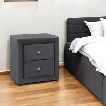 21" Dark Gray Wood Two Drawer Nightstand