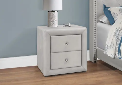 21" Light Gray Wood Two Drawer Nightstand