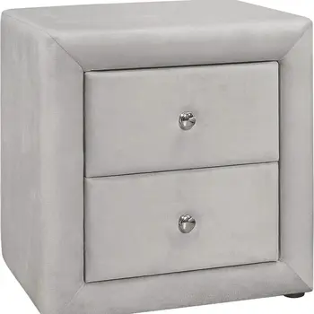21" Light Gray Wood Two Drawer Nightstand