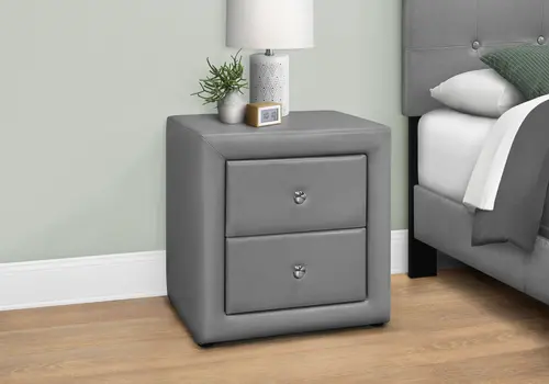 21" Gray Wood Two Drawer Nightstand