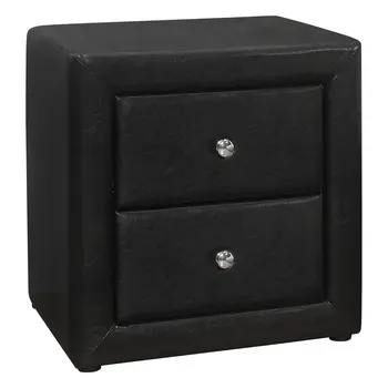 21" Black Wood Two Drawer Nightstand