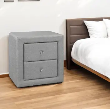 21" Gray Wood Two Drawer Nightstand