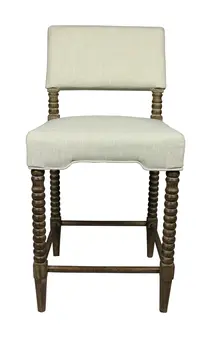 26 " Off White And Brown Solid and Manufactured Wood Counter Height Bar Chair