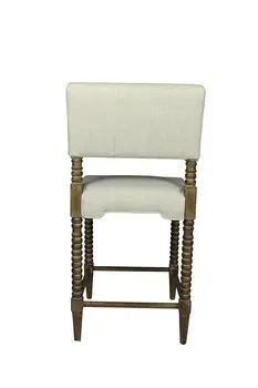 26 " Off White And Brown Solid and Manufactured Wood Counter Height Bar Chair
