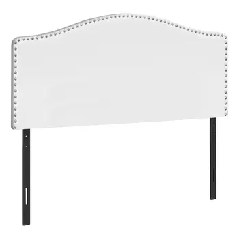 White Faux leather Upholstered Arched Queen Headboard With Nail Head Trim