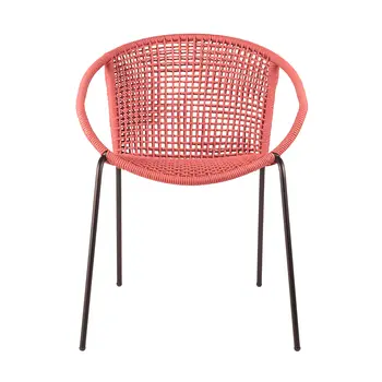 Set of Two 25" Red Metal Outdoor Dining Chair
