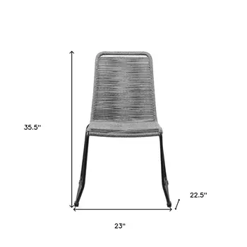 Set of Two 23" Gray Metal Outdoor Dining Chair