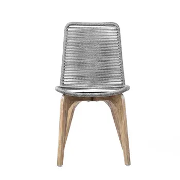 Set of Two 18" Gray Solid Wood Outdoor Dining Chair