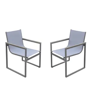 Set of Two 22" Light Gray Metal Outdoor Dining Chair