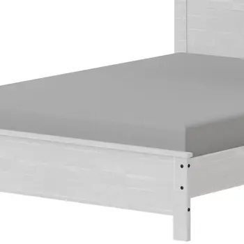 White Shiplap Texture Distressed Solid Wood Queen Bed Frame