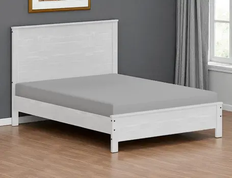 White Solid Wood Full Double Bed Frame