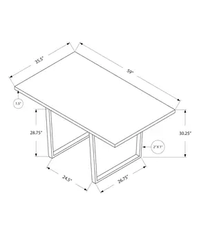 59" Taupe And Silver Solid Wood And Metal Sled Base Dining Table
