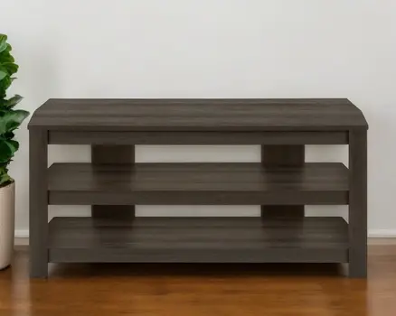 42" Brown Wood Open Shelving TV Stand