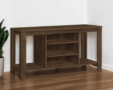 48" Brown Wood Open Shelving TV Stand