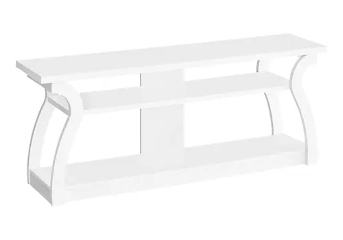 60" White Wood Open Shelving TV Stand
