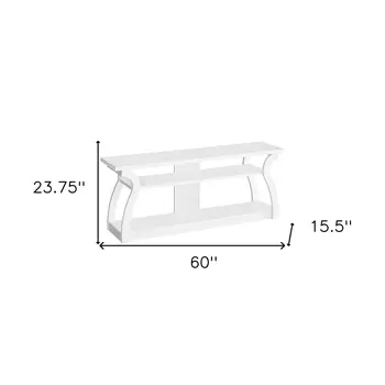 60" White Wood Open Shelving TV Stand