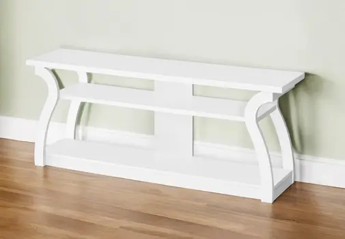 60" White Wood Open Shelving TV Stand