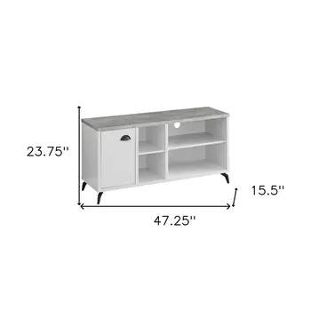 47" Gray And White Wood Enclosed and Open Storage TV Stand