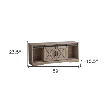 59" Deep Taupe Cabinet Enclosed Storage TV Stand