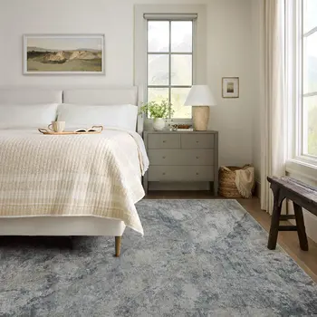 8' X 10' Blue Gray Abstract Power Loom Area Rug